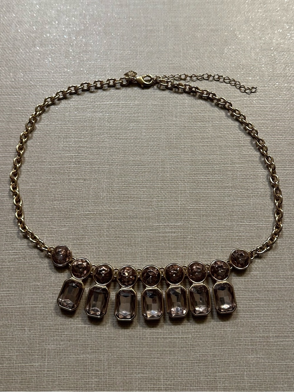 Banana Republic Gold Tone Blush Crystal Statement Necklace